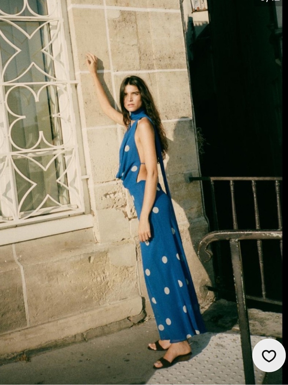 Zara Blue Polka-Dot Halter Maxi Dress